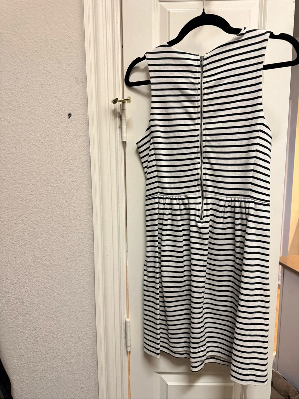 J. Crew White and Black Striped Sleeveless Mini Dress